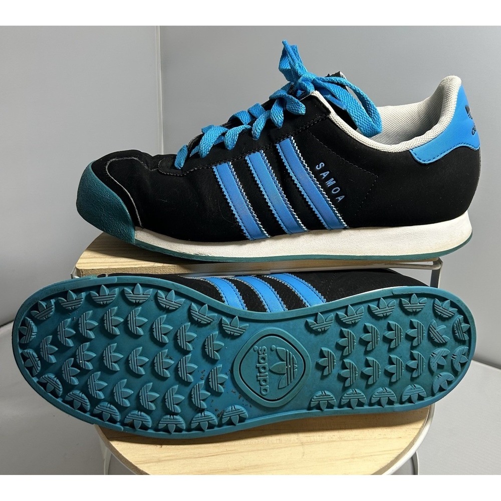 Adidas Samoa Mens 7 Black Blue Low Top Sneakers D74176 OrthoLite Shoes